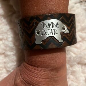 Women’s leather mama bear cuff bracelet